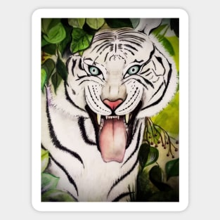 White Tiger Hand Drawn Art Sticker